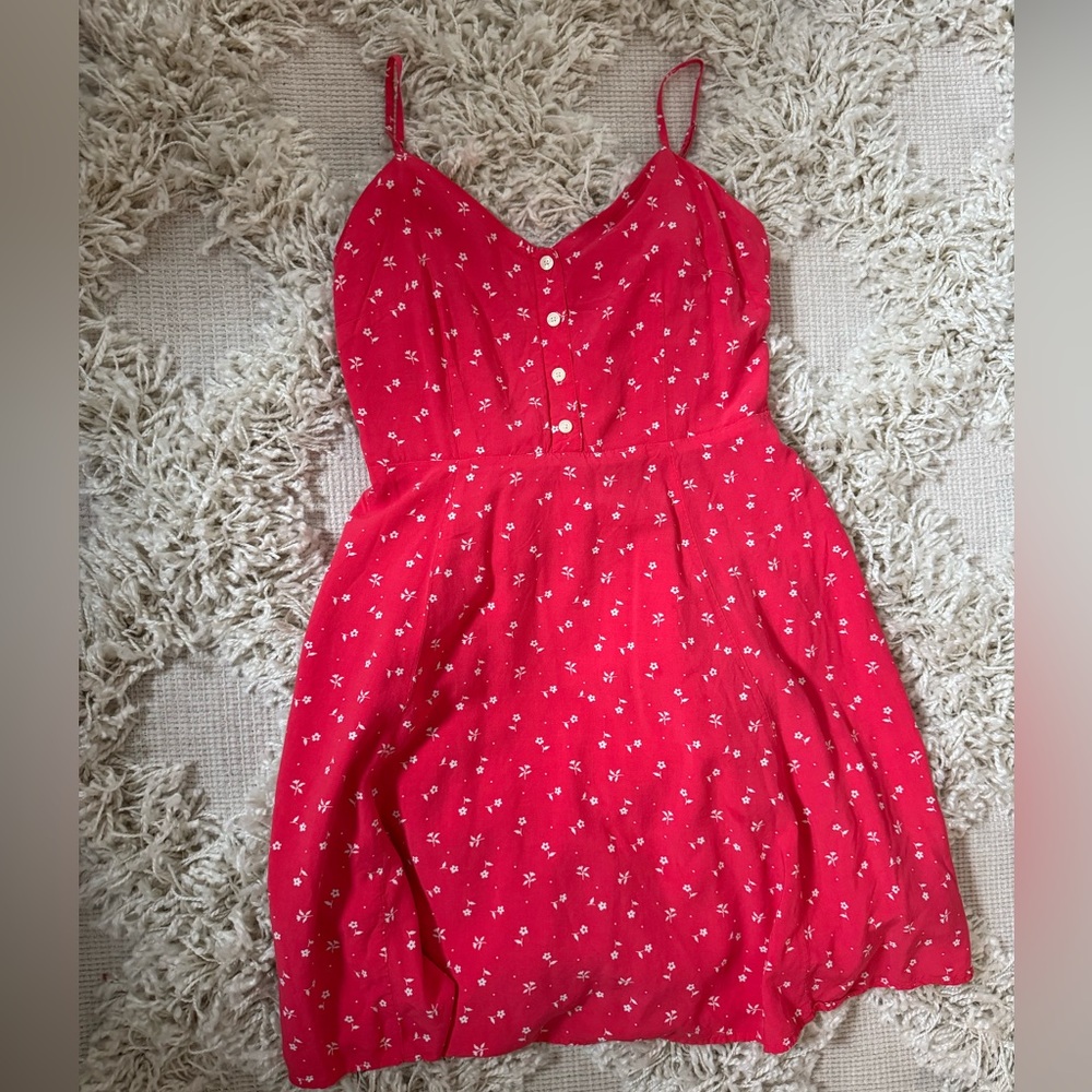 GAP Vibrant Hot Pink/Red Dress with Floral Design